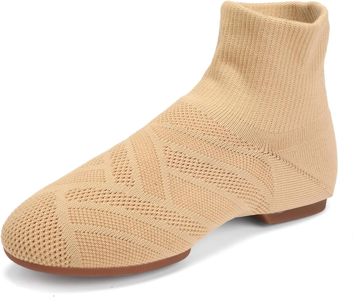 YKXLM Women Standard Practice Social Dance Sneaker Beginner Dance Practice Shoes for Women Low Heel Ballroom,Beige,1" Heel,7 US