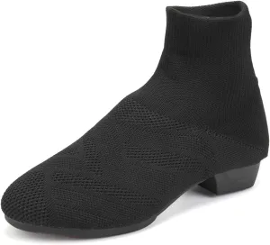 YKXLM Women Standard Practice Social Dance Sneaker Beginner Dance Practice Shoes for Women Low Heel Ballroom,Black,1" Heel,6 US