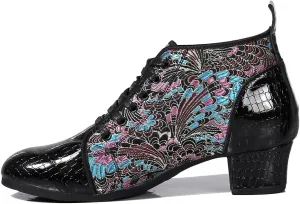 YKXLM Women's Latin Dance Shoes Closed-Toe Lace up Modern Ballroom Performence Salsa Practice Party Dancing Shoes,Model GBNJB