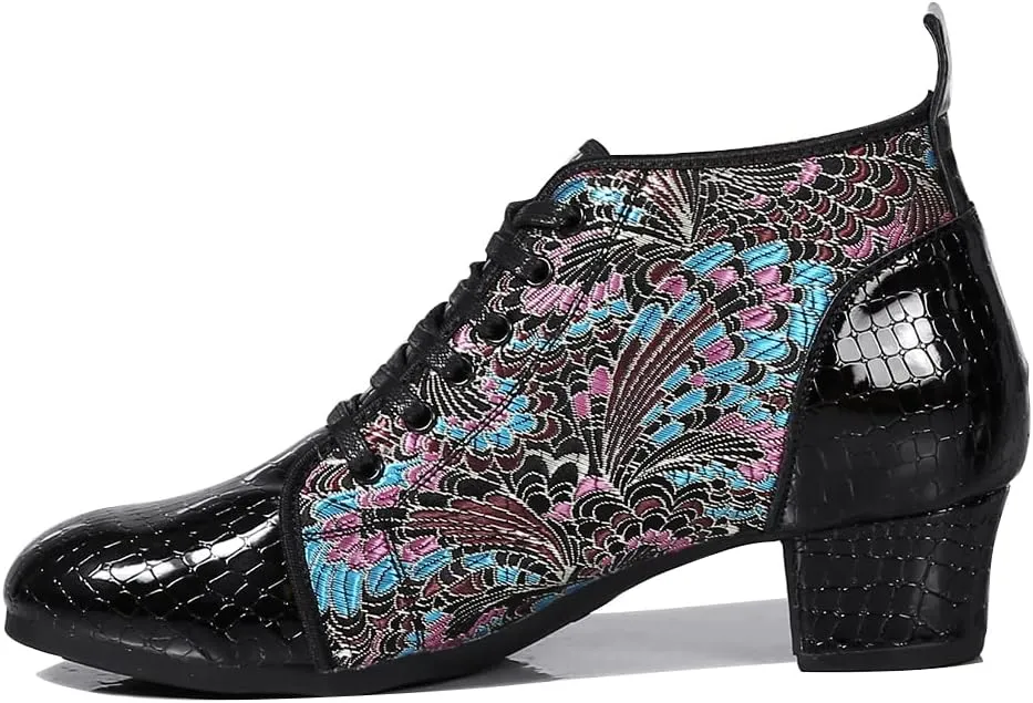 YKXLM Women's Latin Dance Shoes Closed-Toe Lace up Modern Ballroom Performence Salsa Practice Party Dancing Shoes,Model GBNJB